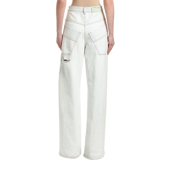 Off White- NWT High Oversized White Ripped Tomboy Jeans - Picture 1 of 7